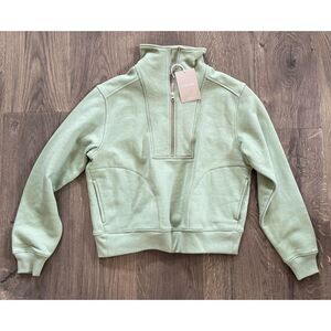 NEW Everlane Track Half-Zip Sweatshirt Pullover Lily Pad Mint Sage Green XS
